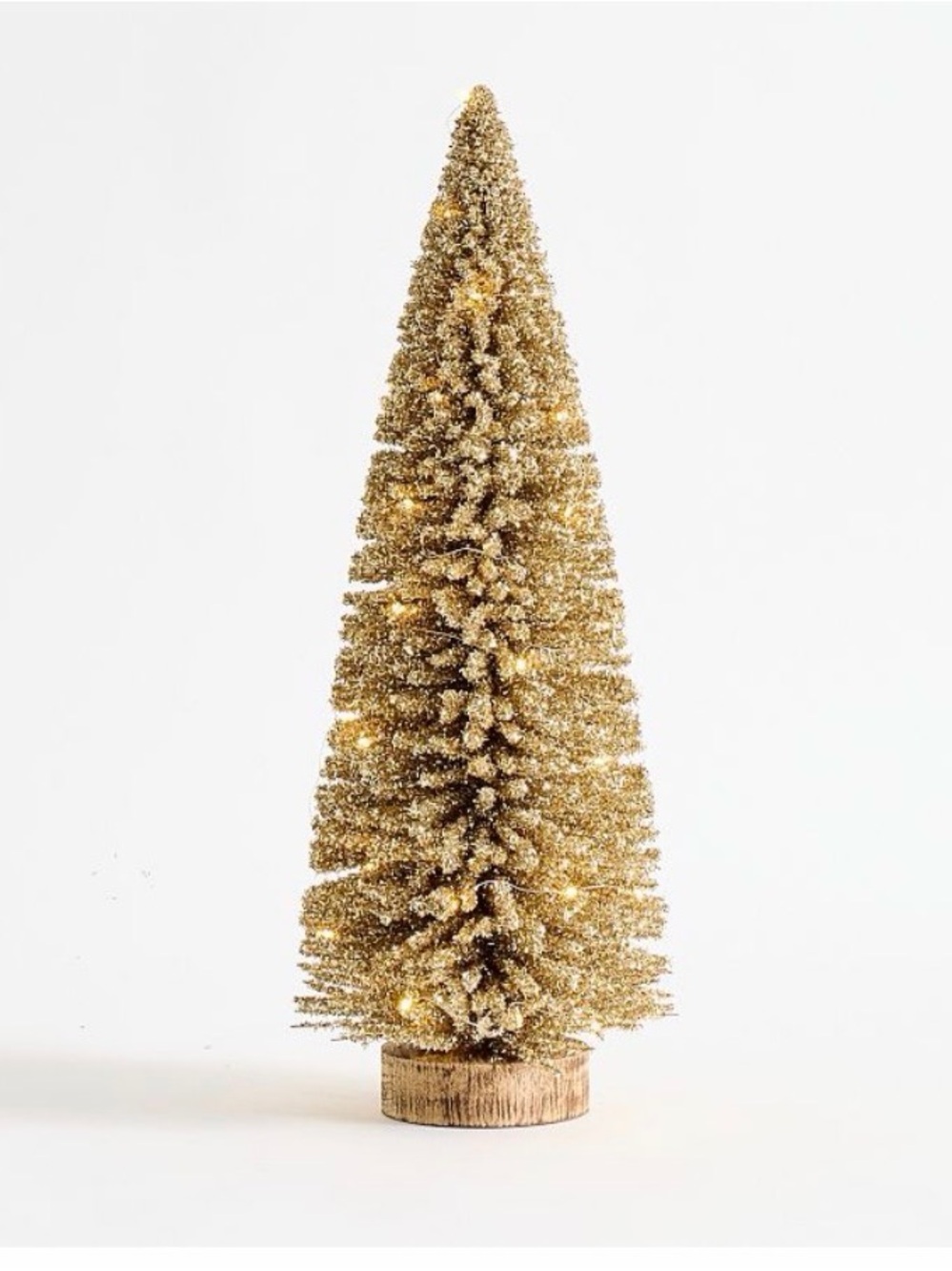 Pottery Barn Gold Glitter Bottlebrush Tree with Warm Lights